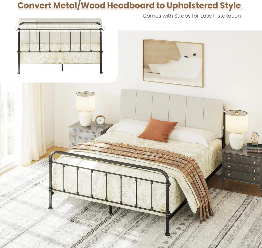 Queen Headboard Only-No Assembly, Upholstered Headboard Queen Linen Fabric Modern Style Headboards Extra-Thick, Beige