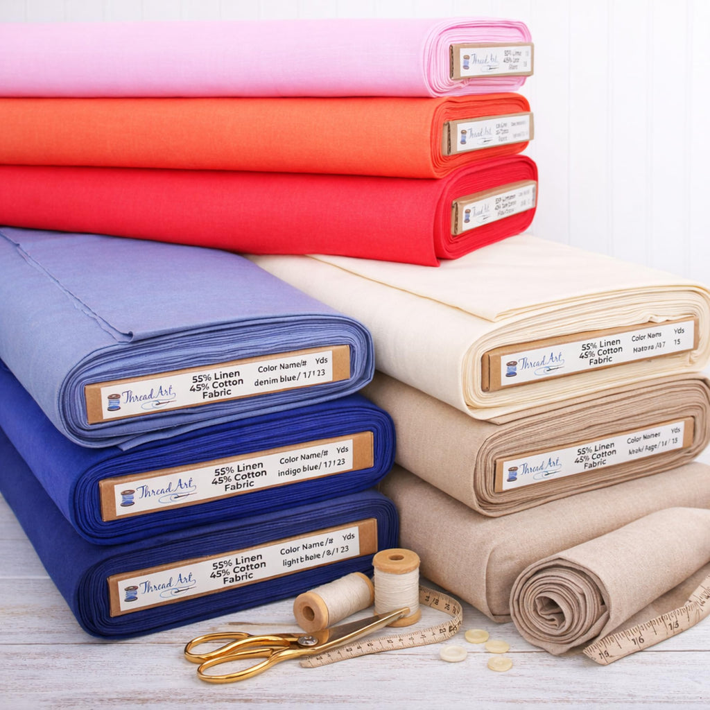 Indigo Blue Linen Fabric - 10 Yard Cut, 55" Wide