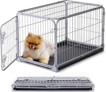 Collapsible Dog Crate for Small Dogs - 30 inch Escape Proof Metal Dog Kennel with Double Door