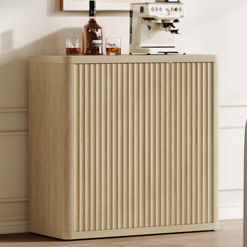 Buffet Cabinet with Storage Sideboard Accent Modern Credenza with Doors & Shelves Fluted 34.6" Tall Media Console Mid