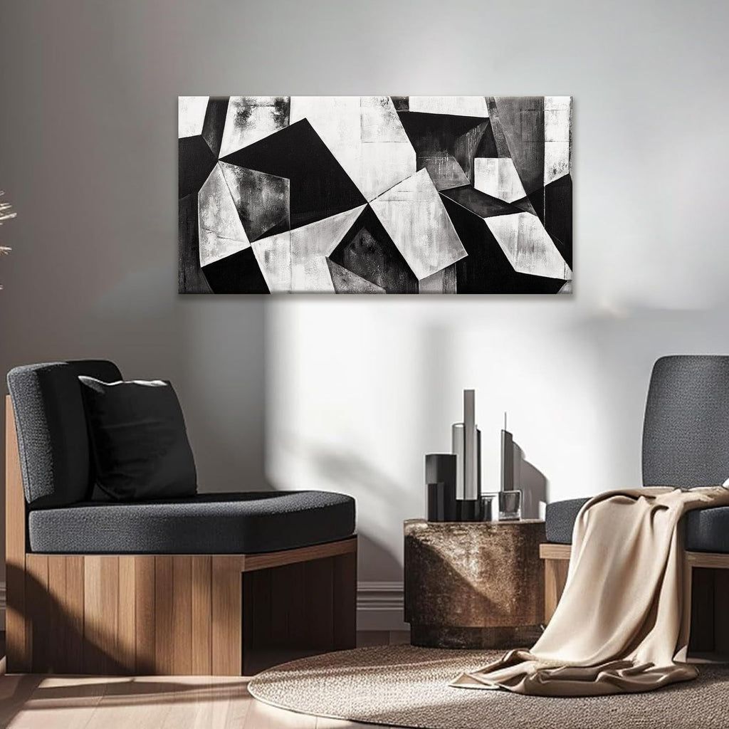 Black And White Wall Art Decor Canvas Art Wall Decor Minimalist Wall Art Geometric Color Block Canvas Artwork