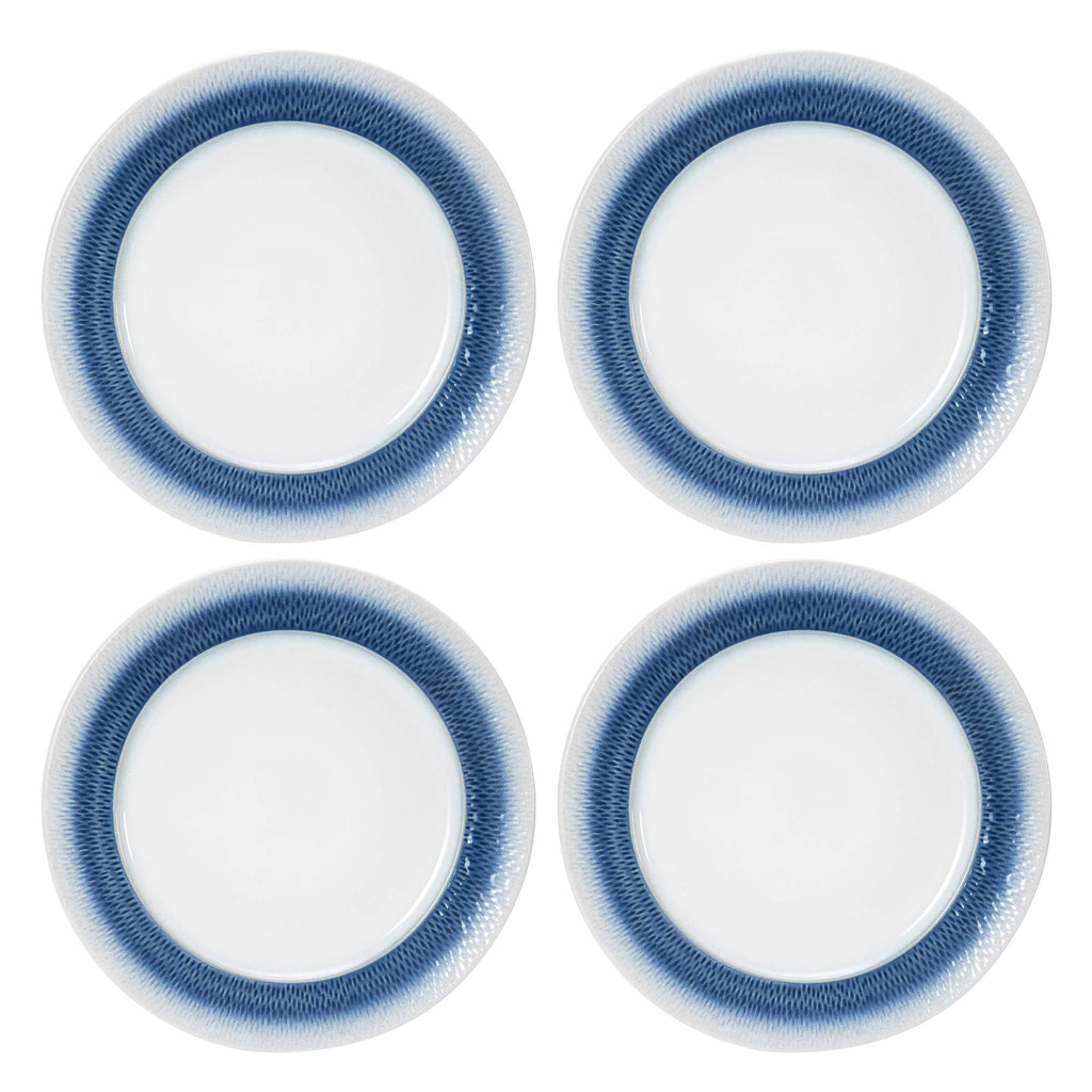 Eclipse Blue 16-Piece Stoneware Dinnerware Set, Service for 4 with Dinner Plates, Salad Plates, Bowls and Mugs