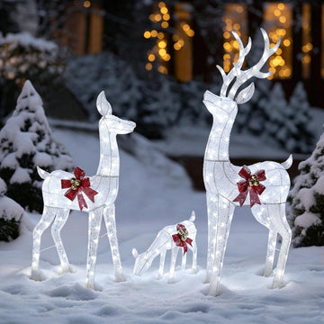 Motorized Outdoor Christmas Decoration Reindeer Family Set of 3