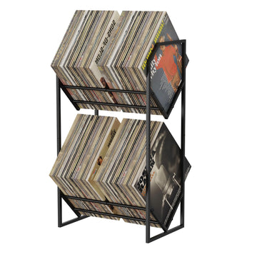 Vinyl Record Storage Rack, 2-Tier Vinyl Record Stand 200 Lps, Reinforced Design Album Display Shelf for Records