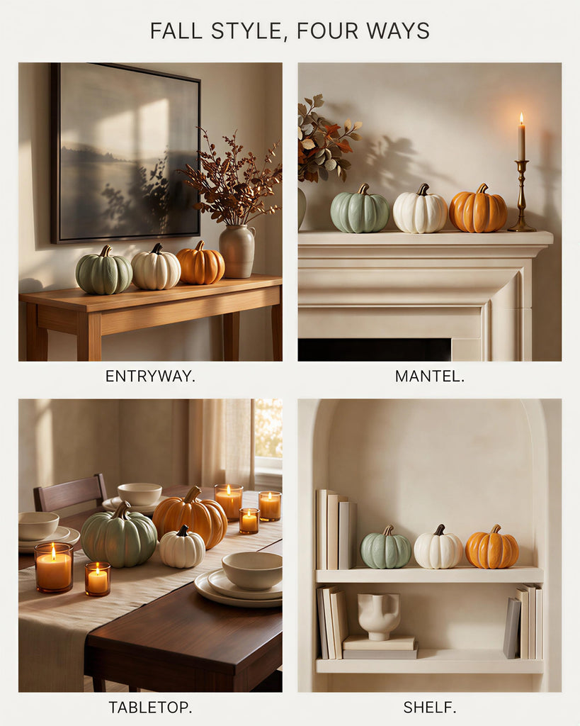 3 Fall Decor Decorative Resin Pumpkin Decorations Indoor & Outdoor