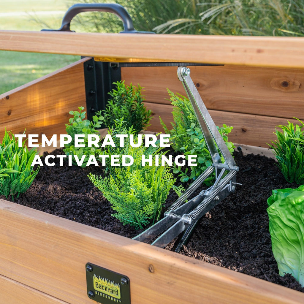 Aggie 4' x 2' Cedar Wood Cold Frame Portable Mini Greenhouse, Raised Garden Planter with Temperature-Activated