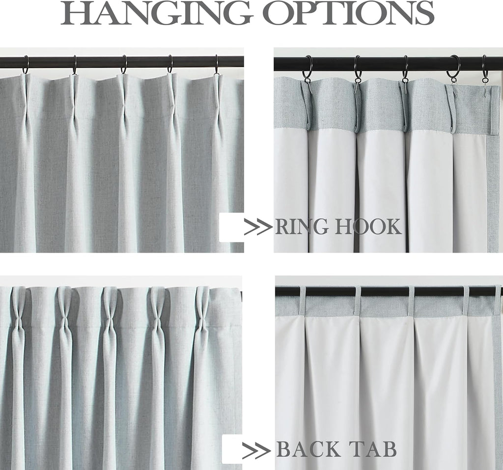 Natural Pinch Pleated Linen Full Blackout Curtains (Set of 2 Panels)