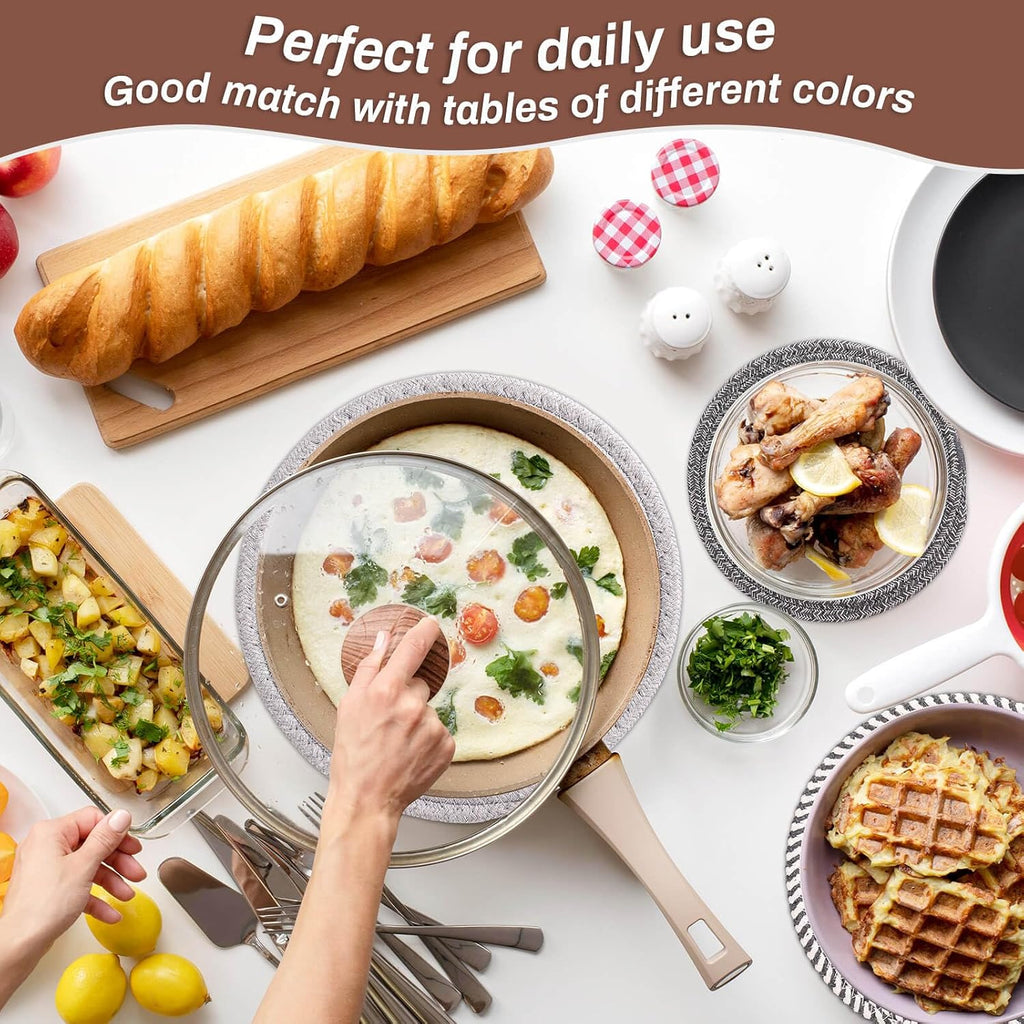 8'' Trivets Hot Dishes, Hot pots and Pans, 6 Heat Resistant Hot Pads, Pot Holders Kitchen, Hot Plate Mats Kitchen