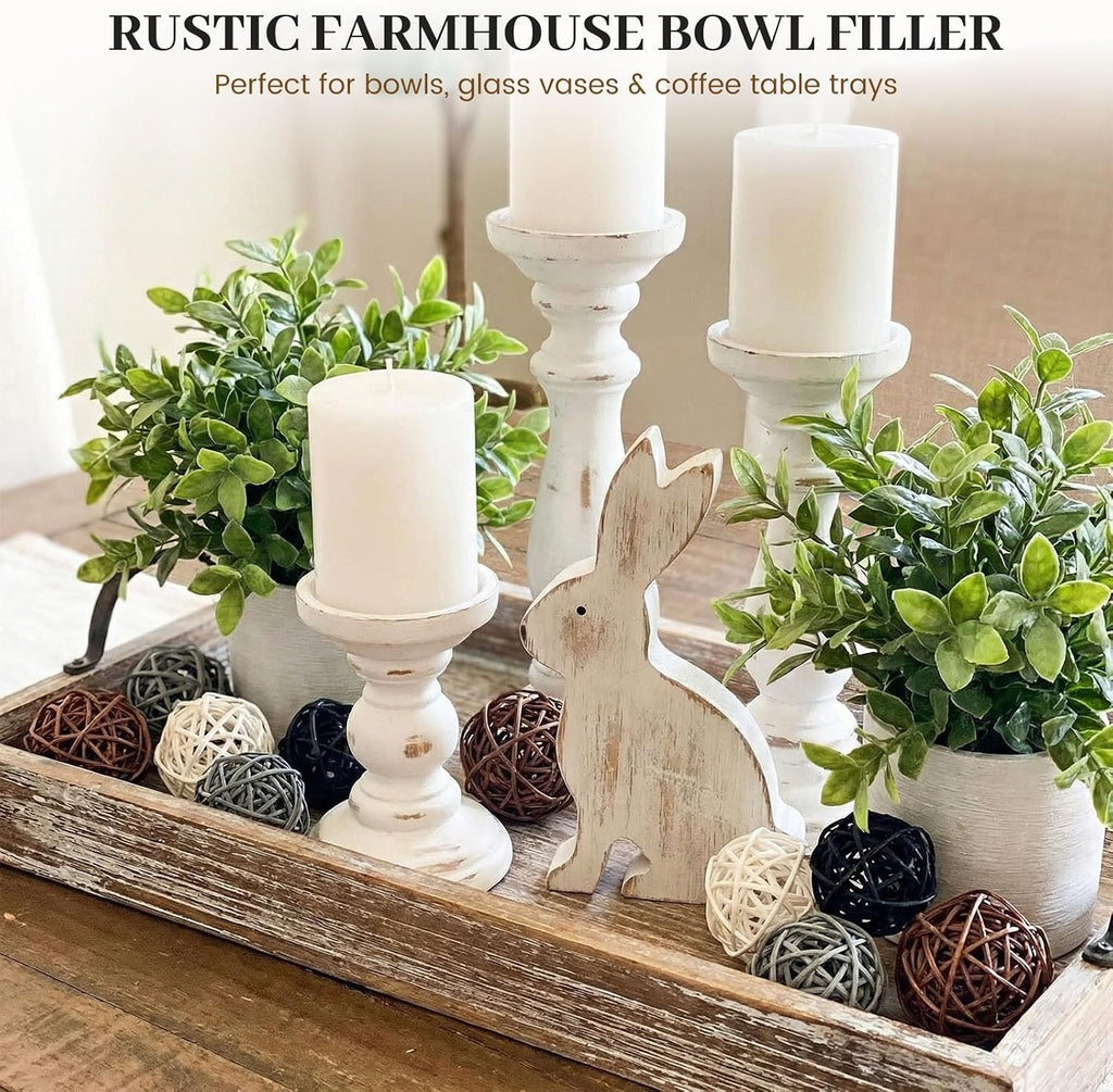 Brown Decorative Balls for Bowl Centerpiece, 2 Inch Rattan - Set of 24