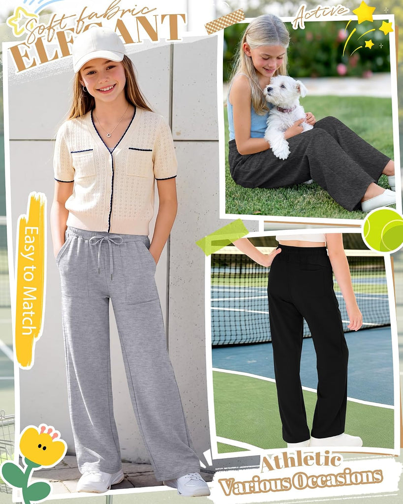 3 Pack Girls Wide Leg Lightweight Pants