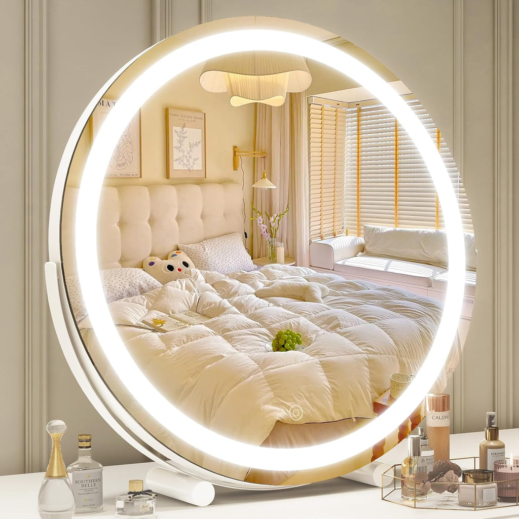 Makeup Mirror with Lights, 18 Inch Vanity Mirror with Lights, Lighted Makeup Mirror, Smart Touch Control Round Lighted