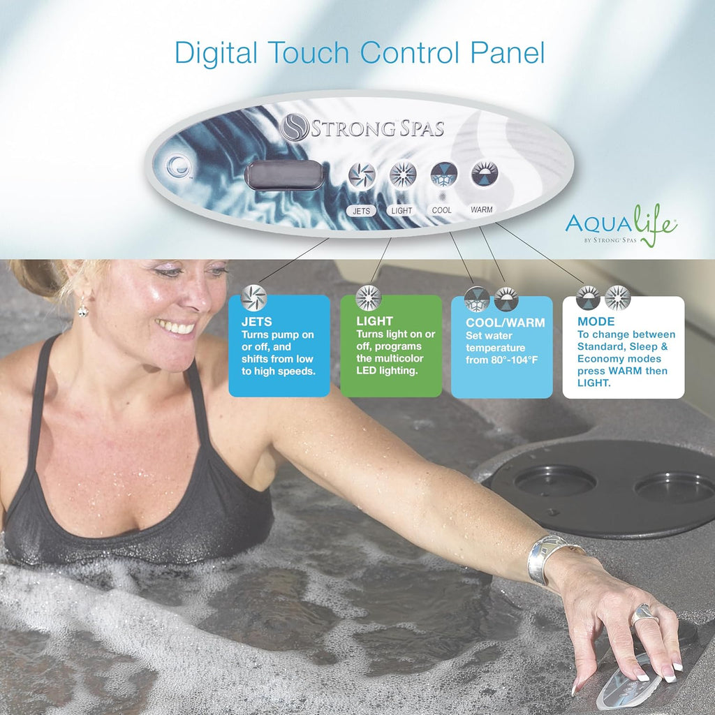 Invi 5 Person Rigid Resin Hot Tub Spa, 11 Jets, 2BHP 2-Speed Pump, Stainless Steel Heater, 120V Plug & Play, Full