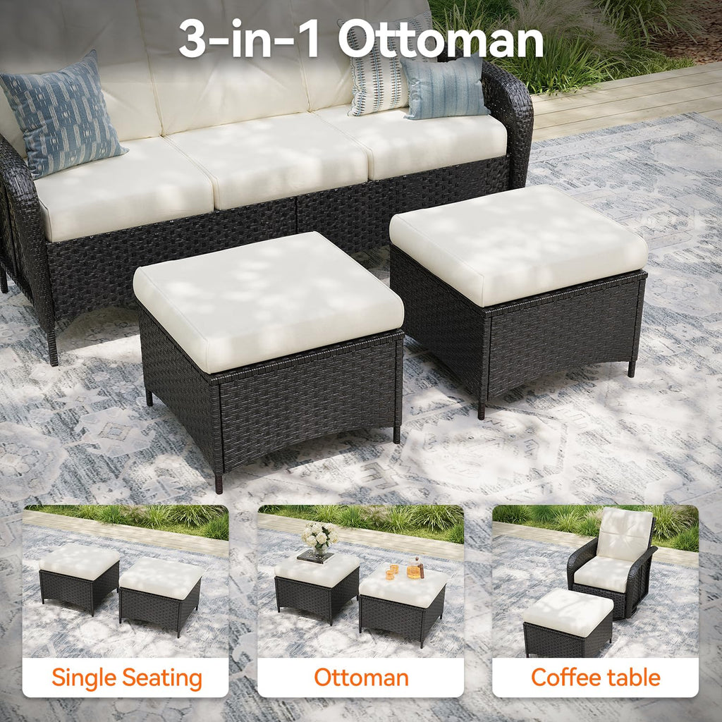 10-Piece Patio Furniture Set with 44'' Fire Pit Table, Luxury Outdoor Patio Furniture Set with 360° Swivel Chairs