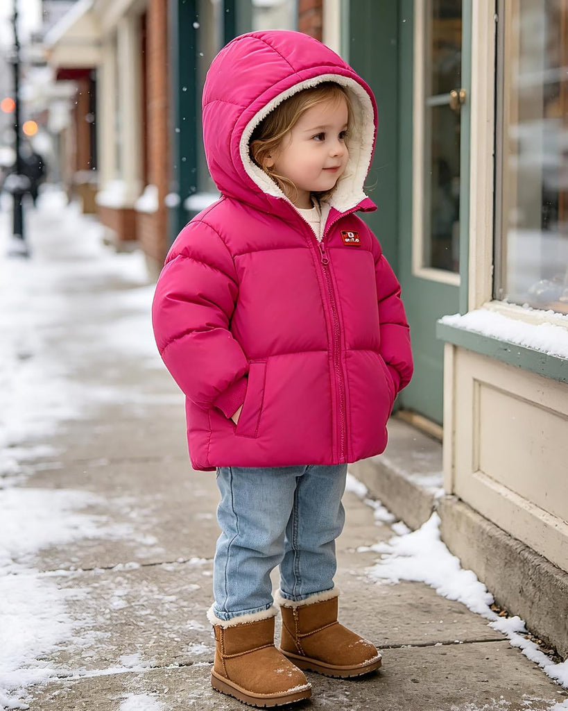 Baby Toddler Hooded Winter Coat Fleece Lined Puffer Jacket