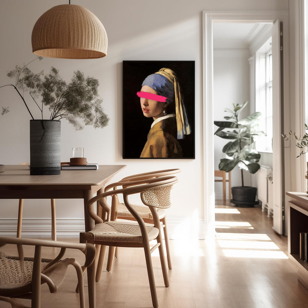 Master Girl with a Pearl Earring Painting Print - Baroque Portrait Poster - Altered & Pop Art - Gift for Men & Women