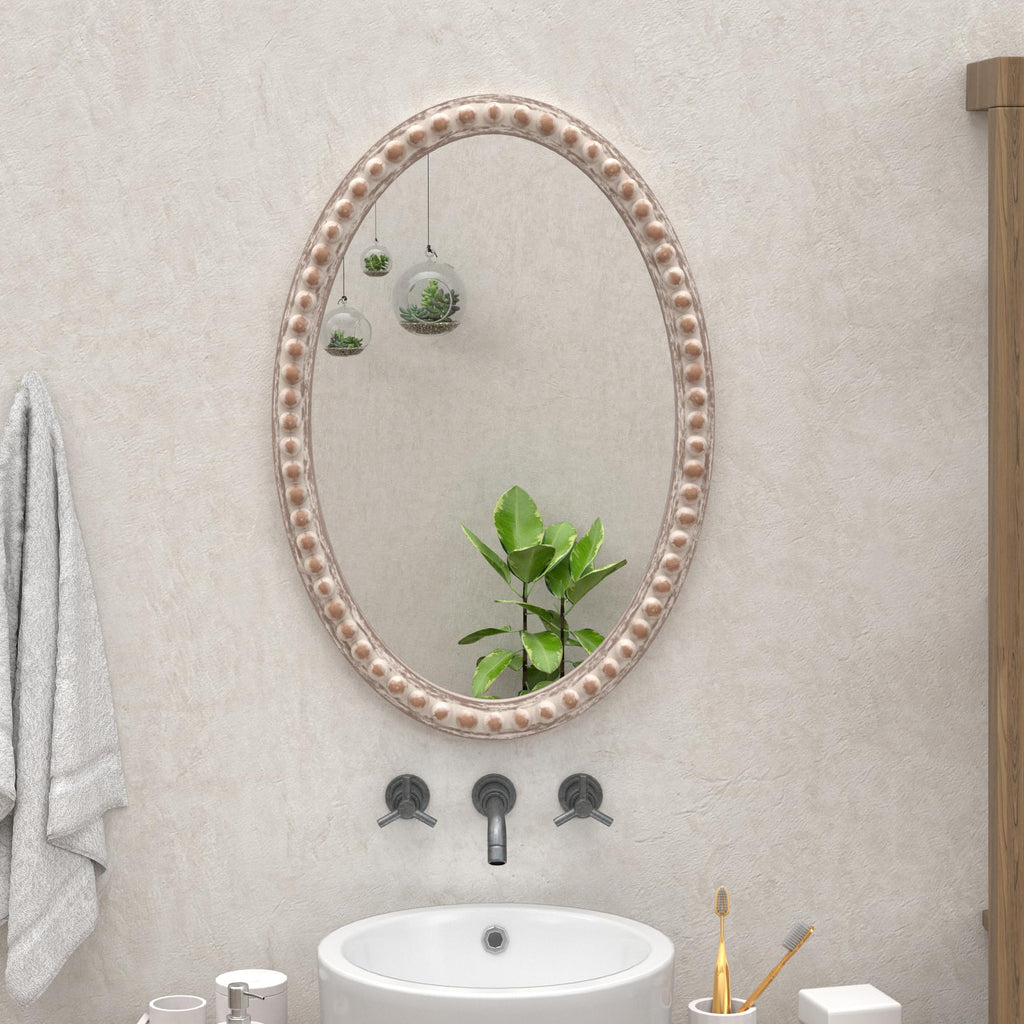 Distressed Wood Frame Accent, Rustic Farmhouse Style Decorative Wall (Oval)