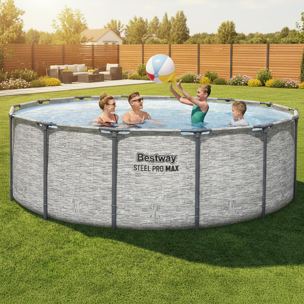 Steel Pro MAX 14' x 48" Above Ground Pool, Round Metal Frame Outdoor Swimming Pool Set with Filter Pump, Ladder, and