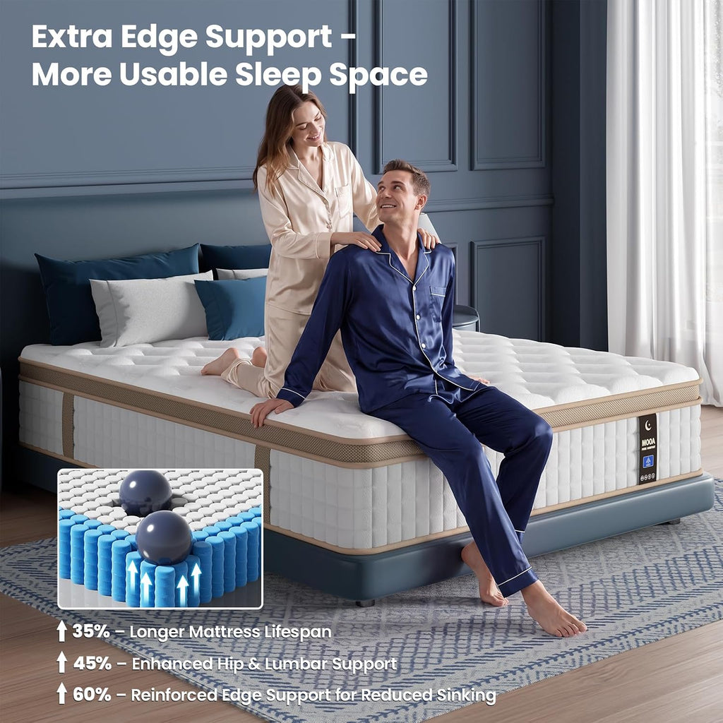 Queen Mattress, 12 Inch Cooling Hybrid Mattress in a Box, Medium Firm | Gel Memory Foam & Pocket Springs, Contouring