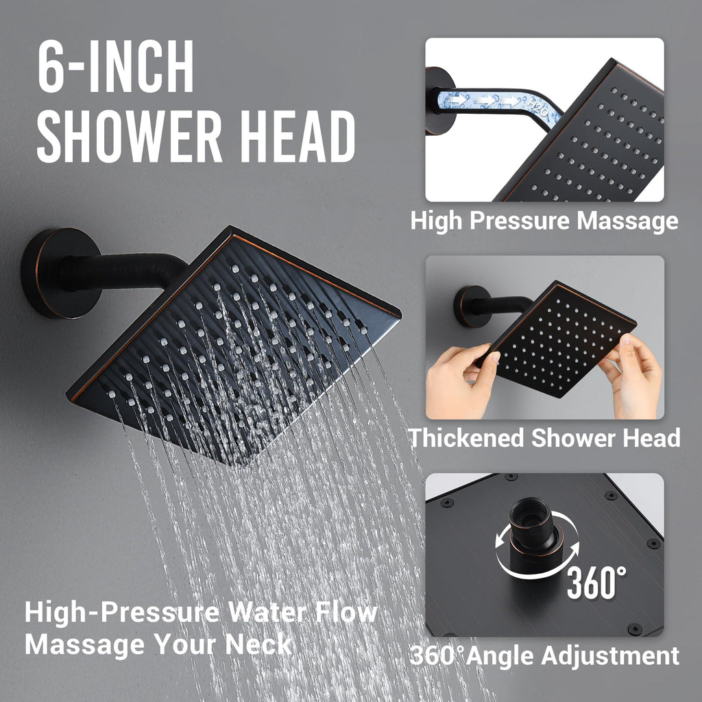 Thermostatic Dual Rainfall Shower System Oil Rubbed Bronze Shower Fixtures