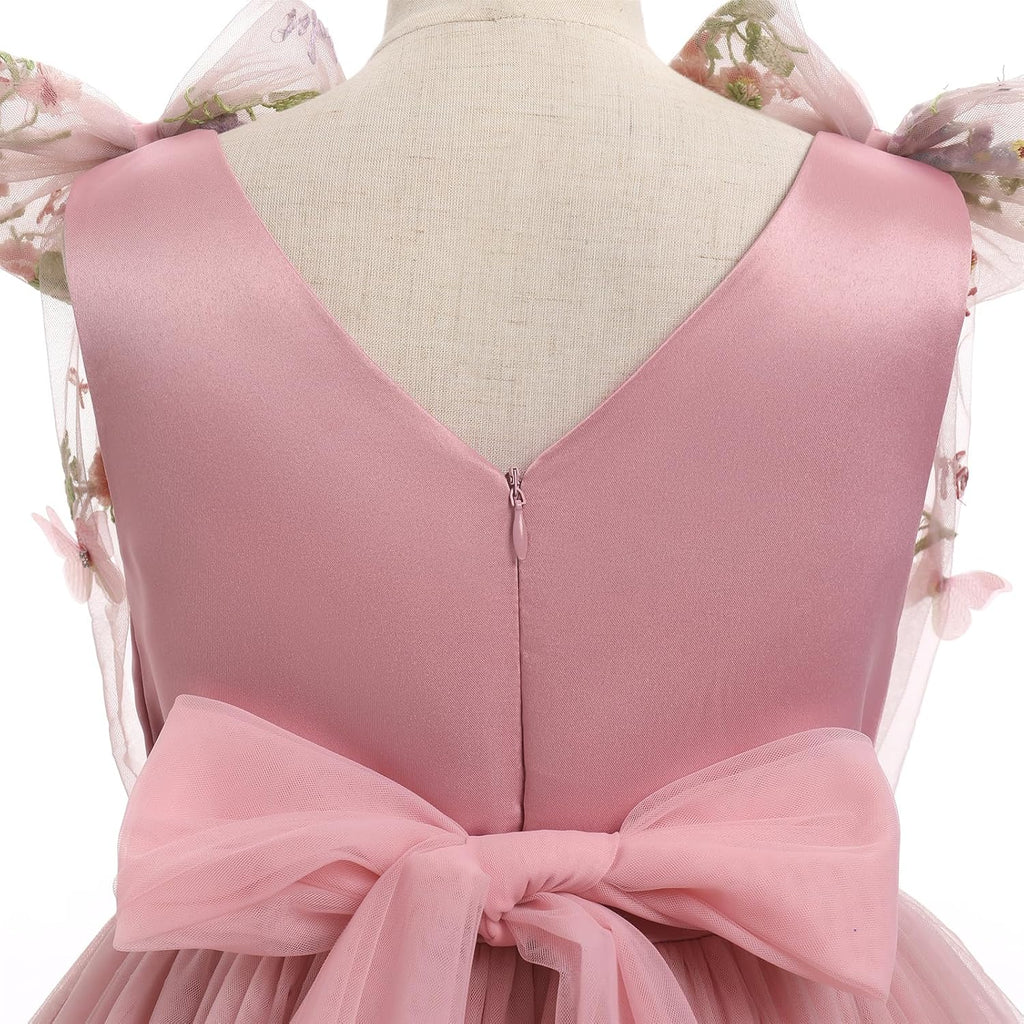 Toddler Kids Girls Butterfly Dress Sparkle Sequins Tulle Wedding Formal Birthday Dresses