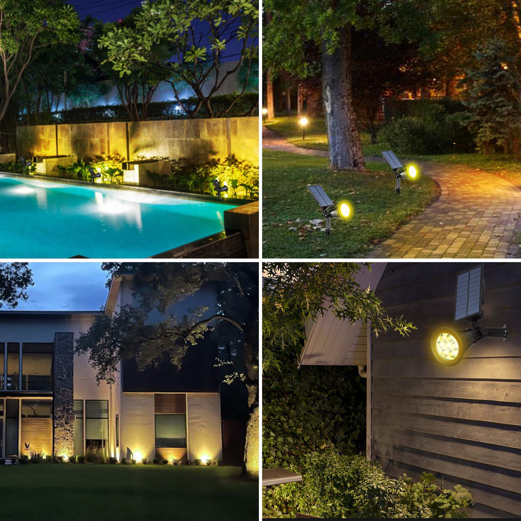 Solar Spot Lights Outdoor Waterproof, Warm White, 4 Pack