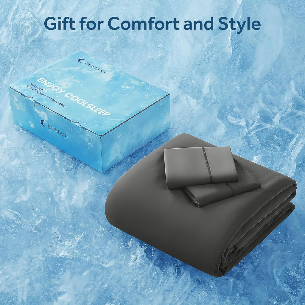Cooling Comforter Set King Size for Hot Sleepers,Dark Gray | Cooling Blanket to Keep Cool for Night Sweats in