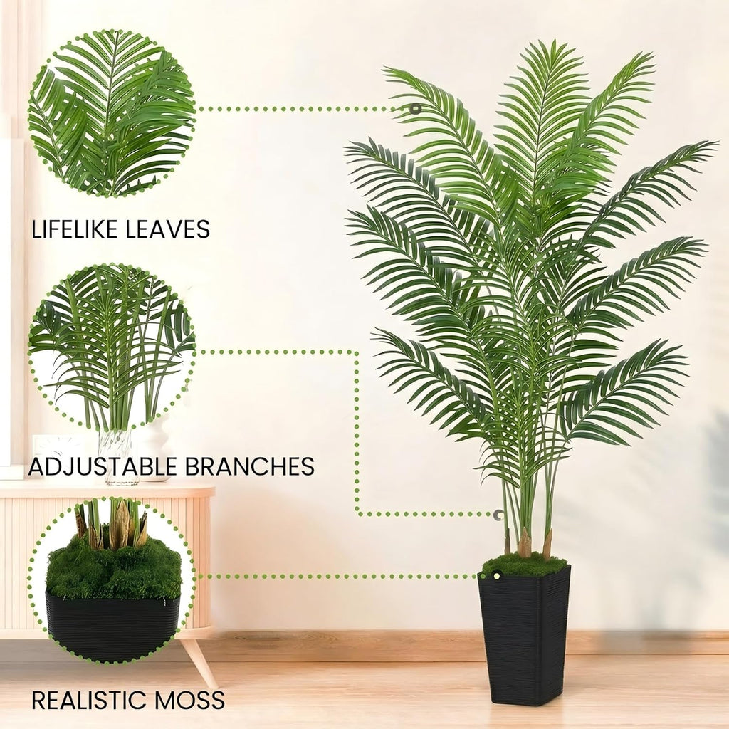 Artificial Palm Tree, 6FT Tall Fake Plant, Faux Tropical Areca Tree