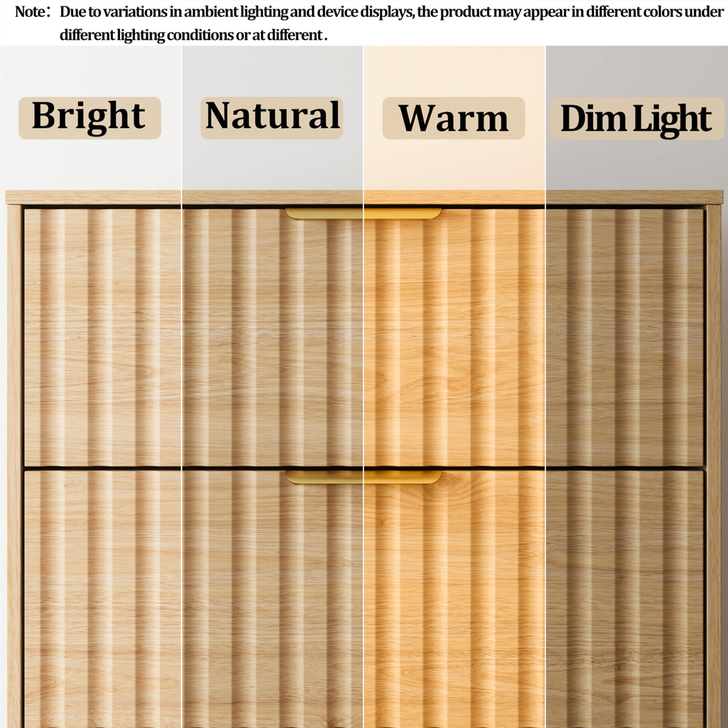 Fluted 3 Drawer Dresser, 30" Tall Modern Dressers, Natural Oak