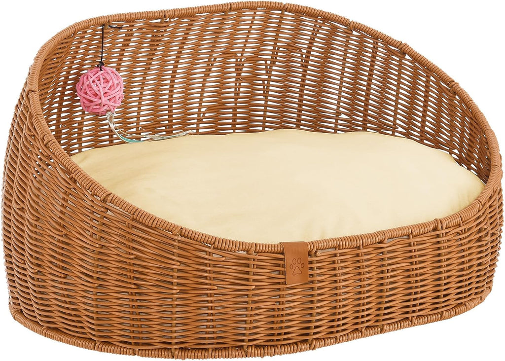 Luna 23 in Wicker Dog/Cat Bed Natural Oak