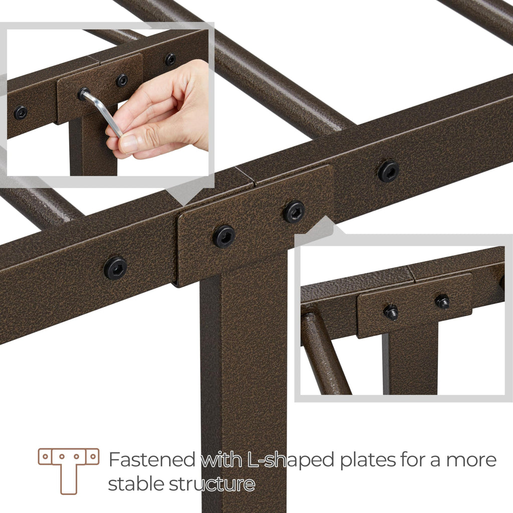 2 Pcs Bed Frame with Headboard, Victorian Vintage Bronze