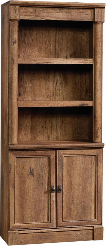 Palladia Bookcase with Doors, Multiroom Storage, Library Bookcase, Vintage Oak Finish