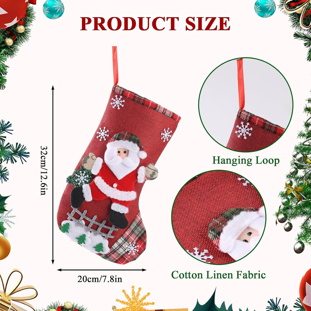 S Personalized 4 Pack - Customized Small Xmas Stockings Bulk with Reindeer, Santa Claus, Snowman, Bear for Christmas - Set of 4