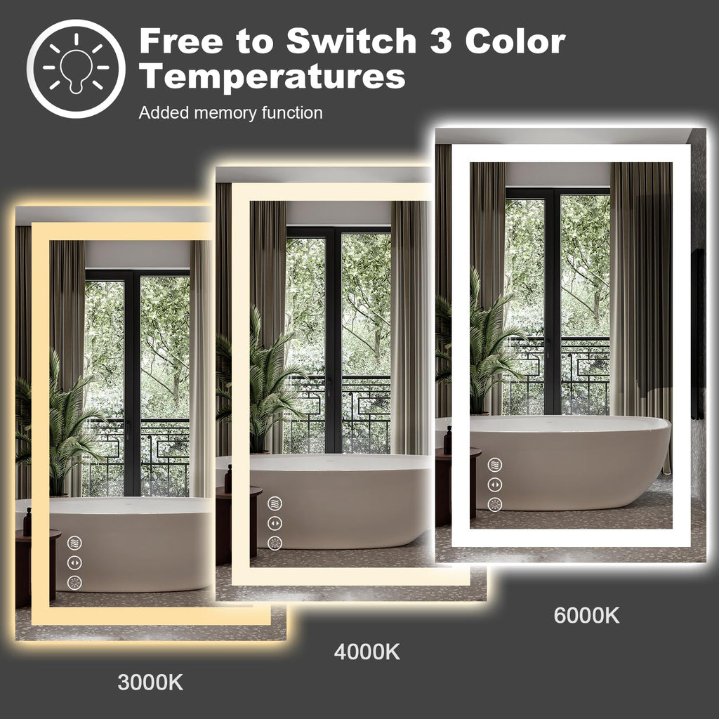 24"X32" LED Bathroom Mirror with Lights, Front Lit and Backlight