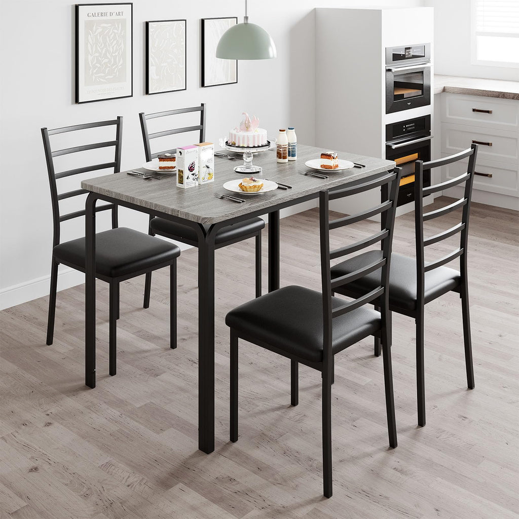 5-Piece Kitchen Dining Room Table Chair Set for Small Space, Indoor Modern Dinette Set for 4, Square Dinner Table Set