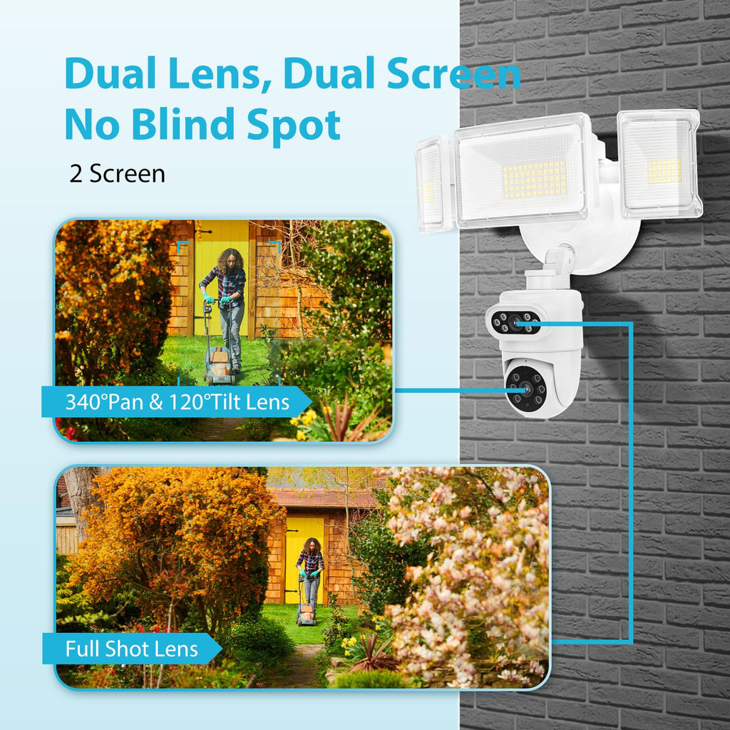 360° Dual-Lens Floodlight Camera, Auto Tracking - 2K