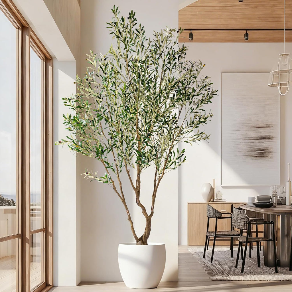 7ft Faux Olive Tree with Pot & Moss Artificial Olive Plant Fake Olive Tree Decor, Large Indoor Artificial Trees Faux