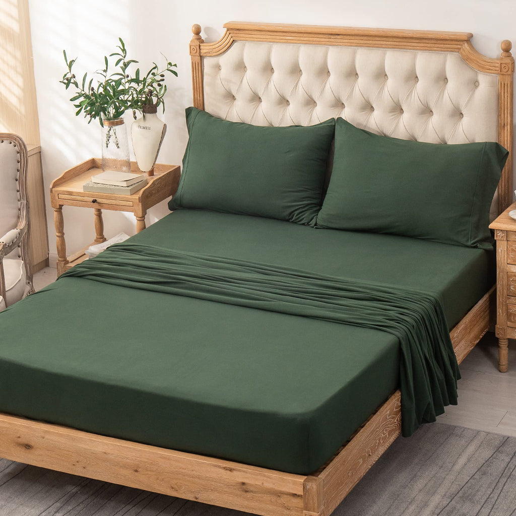 Jersey Knit Sheet Set Solid Forest Green California King