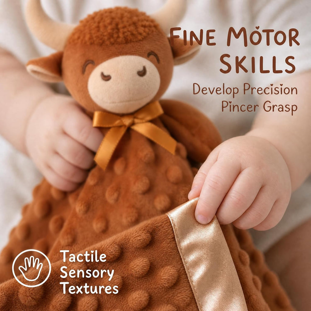 Loveys for Babies Highland Cow Security Blanket Baby Girl and Boy Gifts Newborn Soft Lovie for Infant and Toddler