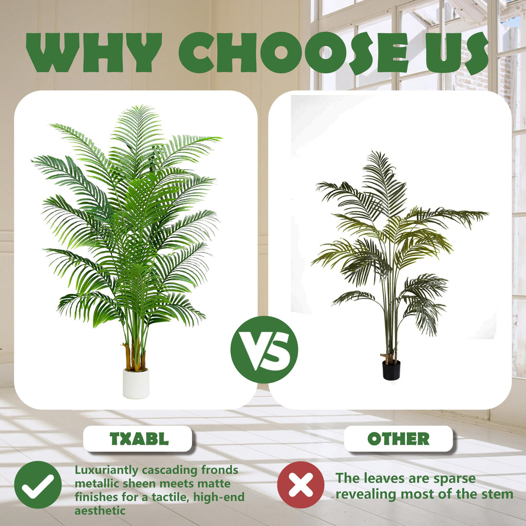 Artificial Palm Tree 7FT Tall, Fake Tropical Palm Tree in Pot