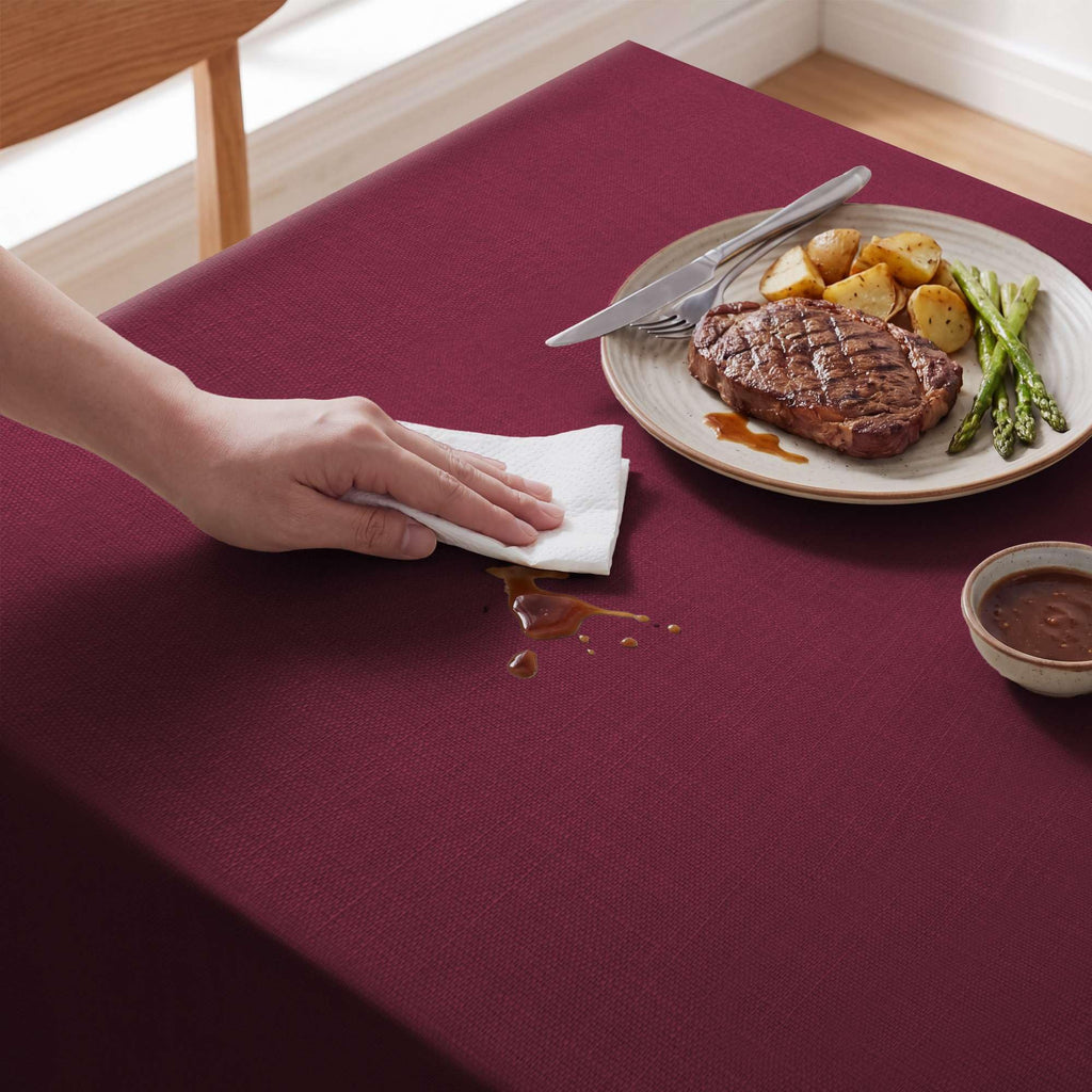 Linen Textured Table Cloths 54 x 80 Inch Premium Solid Tablecloth Spill-Proof Waterproof Table Cover for Dining