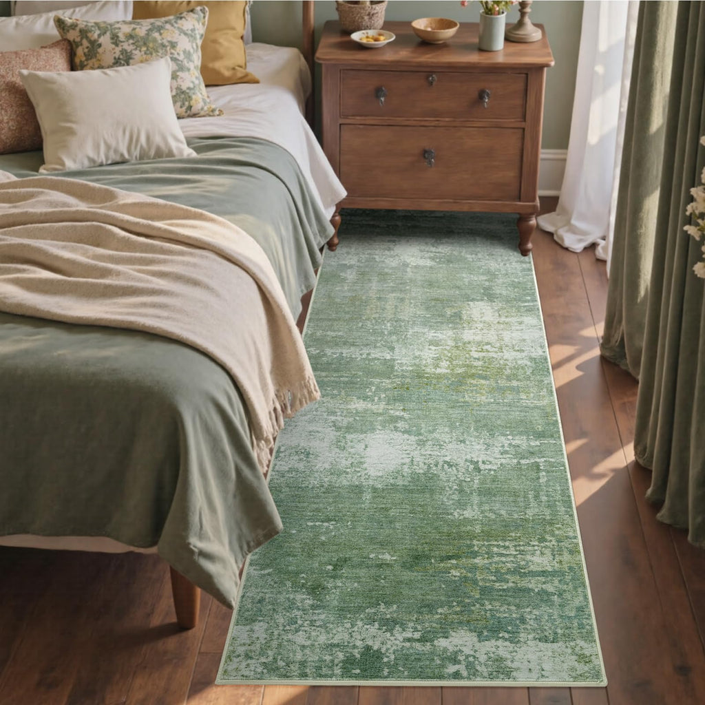 2x6 Ft Abstract Washable Runner Area Rugs Green