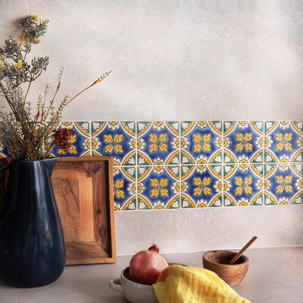 Set of 9 Decorative Ceramic - Hand Painted Indoor & Outdoor - Spanish Artisan Top Kitchen - Mediterranean Decorative
