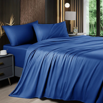 4 Piece California King Sheet Sets, Cooling Sheets, Navy Blue
