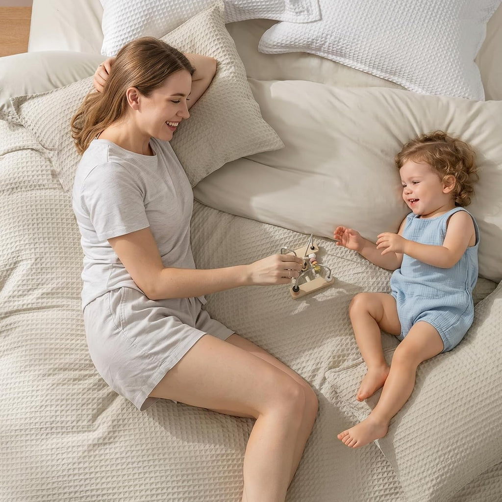 Waffle Weave Duvet Cover Set King, No Snagging Ultra Soft Luxury Textured Breathable Comforter Cover for All Season