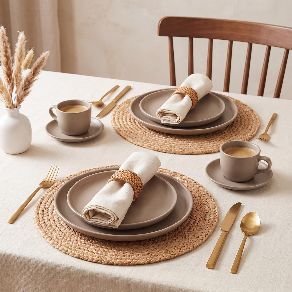 Round Jute Placemats, Set of 10, 13 Inch