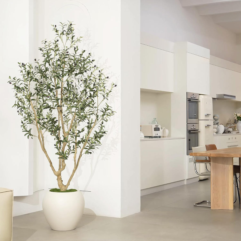 Faux Olive Tree 7ft with Large Olive Branches and Lifelike Fruits
