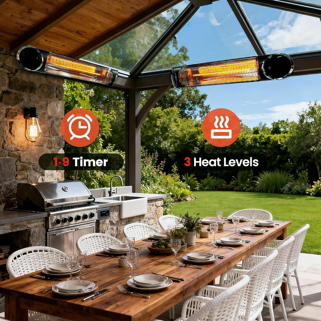 Electric Outdoor Heater, Infrared Patio Heater for Outdoor/Indoor Use, Wall Mounted/Ceiling/Infrared Heater Outdoor