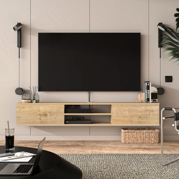 Mobili Floating TV Stand 70 Inch, Wall Mounted Entertainment Center, Modern Stand, Oak TV Stand for 75 Inch TV