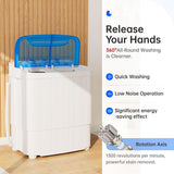 16Lbs Portable Washing Machine, Compact Single Tub Laundry Washer with Spin Dryer, Mini Semi-Automatic Washing Machine