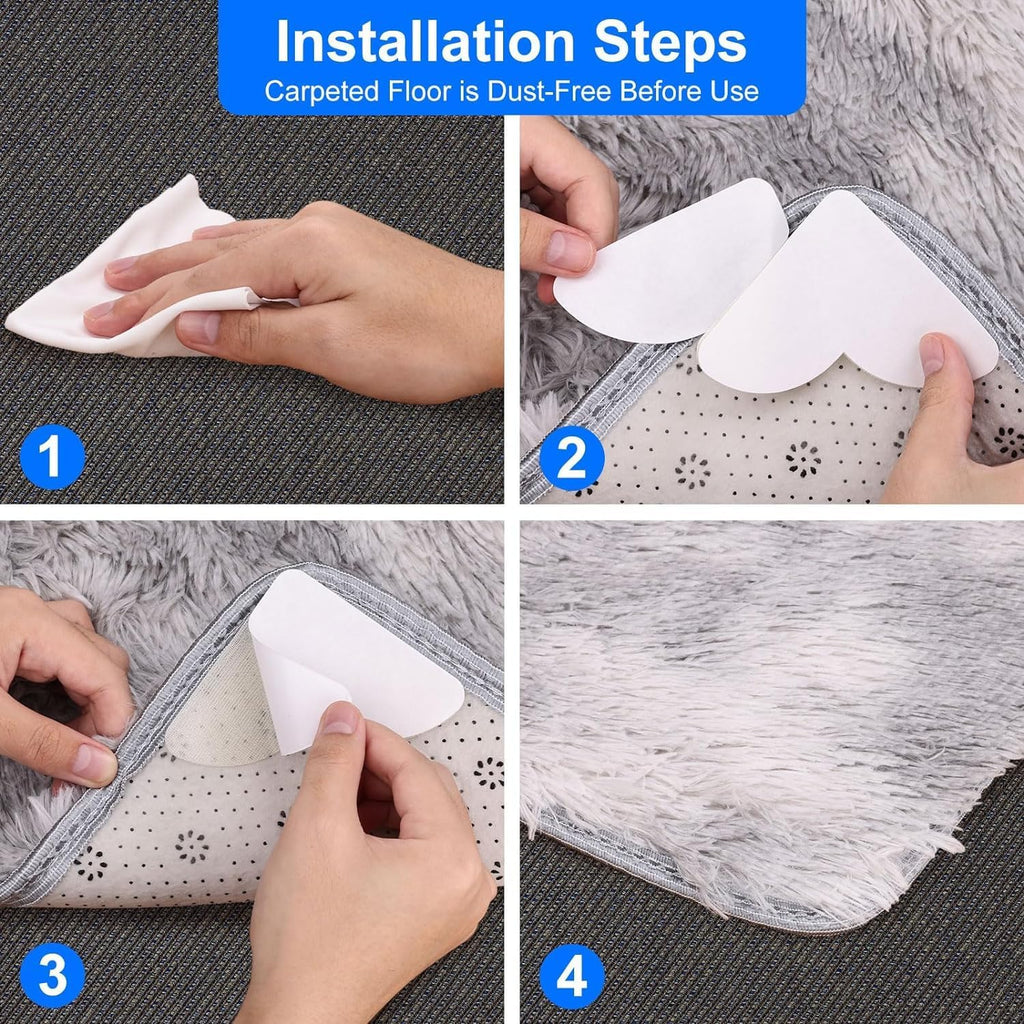 16-Pack Carpet-to-Carpet Rug Grippers | Cloth-Backed Heavy-Duty Anti-Slip Pads | Secure Rugs Over Carpets, Tiles - Set of 16